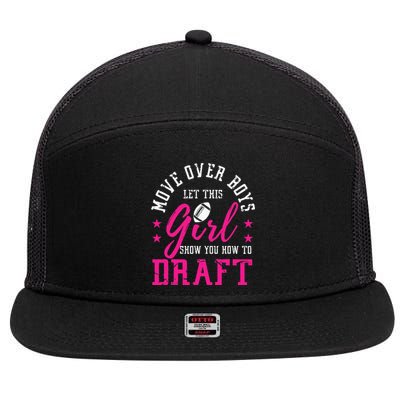 Move Over Cute Fantasy Football Women Draft Kit Party 7 Panel Mesh Trucker Snapback Hat