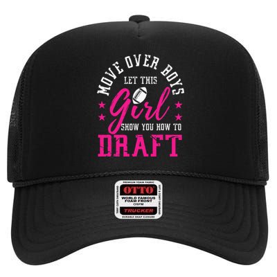 Move Over Cute Fantasy Football Women Draft Kit Party High Crown Mesh Back Trucker Hat