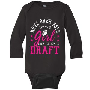 Move Over Cute Fantasy Football Women Draft Kit Party Baby Long Sleeve Bodysuit