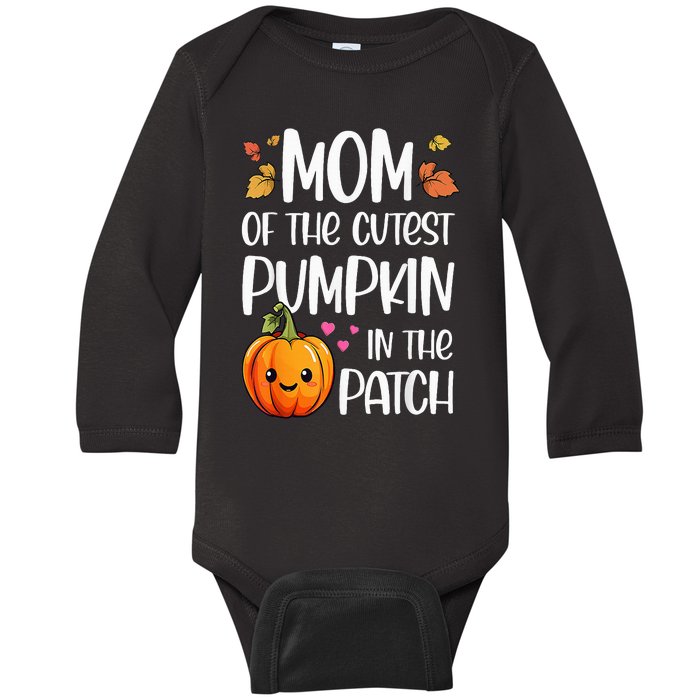 Mom Of Cutest Pumpkin In The Patch Halloween Thanksgiving Baby Long Sleeve Bodysuit