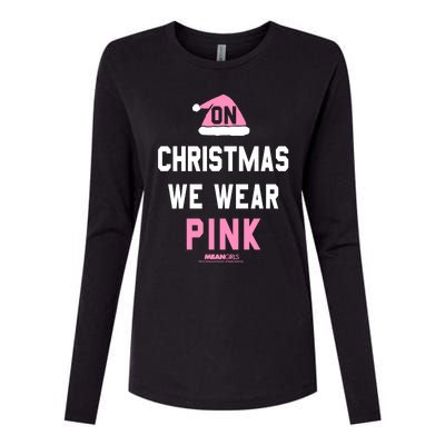 Mean On Christmas We Wear Pink Santa Hat Gift Womens Cotton Relaxed Long Sleeve T-Shirt