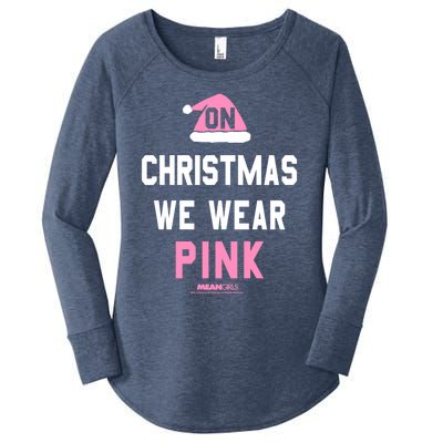 Mean On Christmas We Wear Pink Santa Hat Gift Women's Perfect Tri Tunic Long Sleeve Shirt