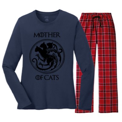 Mother Of Cats Black Cat Women's Long Sleeve Flannel Pajama Set 