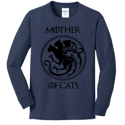 Mother Of Cats Black Cat Kids Long Sleeve Shirt