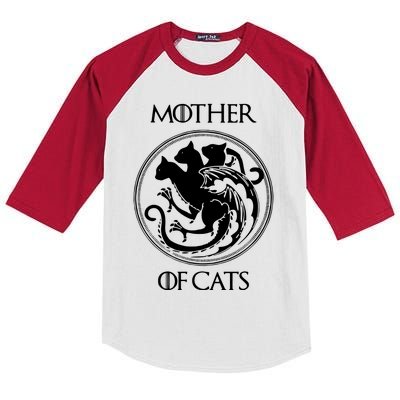 Mother Of Cats Black Cat Kids Colorblock Raglan Jersey