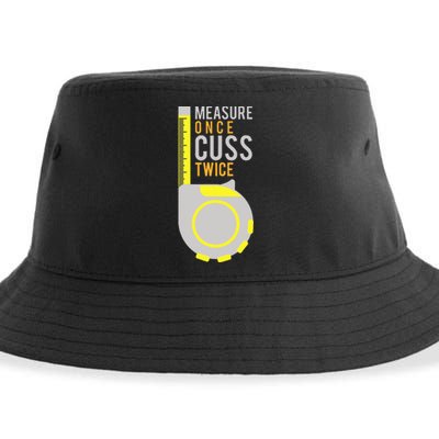 Measure Once Cuss Twice Construction Worker Gift Sustainable Bucket Hat