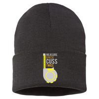 Measure Once Cuss Twice Construction Worker Gift Sustainable Knit Beanie