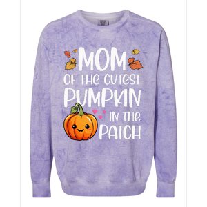 Mom Of Cutest Pumpkin In The Patch Halloween Thanksgiving Colorblast Crewneck Sweatshirt