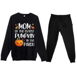 Mom Of Cutest Pumpkin In The Patch Halloween Thanksgiving Premium Crewneck Sweatsuit Set