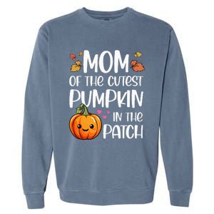 Mom Of Cutest Pumpkin In The Patch Halloween Thanksgiving Garment-Dyed Sweatshirt