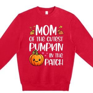 Mom Of Cutest Pumpkin In The Patch Halloween Thanksgiving Premium Crewneck Sweatshirt