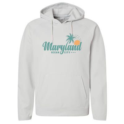 Maryland Ocean City State Of America Usa Performance Fleece Hoodie