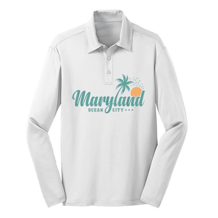 Maryland Ocean City State Of America Usa Silk Touch Performance Long Sleeve Polo