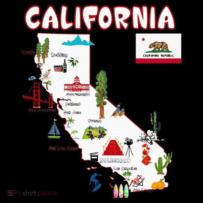 Map Of California Landmarks Major Cities Flag Apron