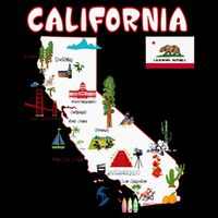 Map Of California Landmarks Major Cities Flag Toddler T-Shirt