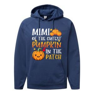 Mimi Of Cutest Pumpkin In The Patch Halloween Thanksgiving Gift Performance Fleece Hoodie