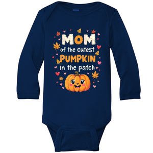 Mom Of Cutest Pumpkin In The Patch Halloween Thanksgiving Gift Baby Long Sleeve Bodysuit