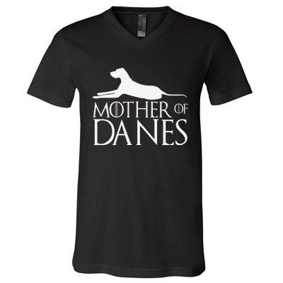 Mother of Danes funny Great Dane V-Neck T-Shirt