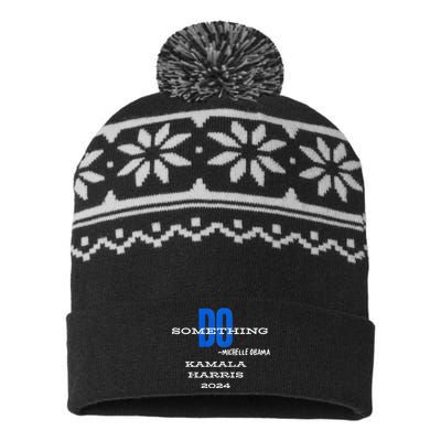 Michelle Obama Do Something Kamala Harris 2024 Premium USA-Made Snowflake Beanie