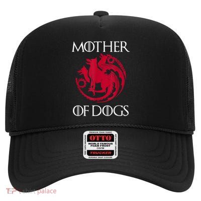 Mother Of Dogs Emblem Funny Fit Dog Mom High Crown Mesh Back Trucker Hat