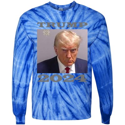 Mugshot Of Donald Trump Trump 2024 Funny Gift Tie-Dye Long Sleeve Shirt