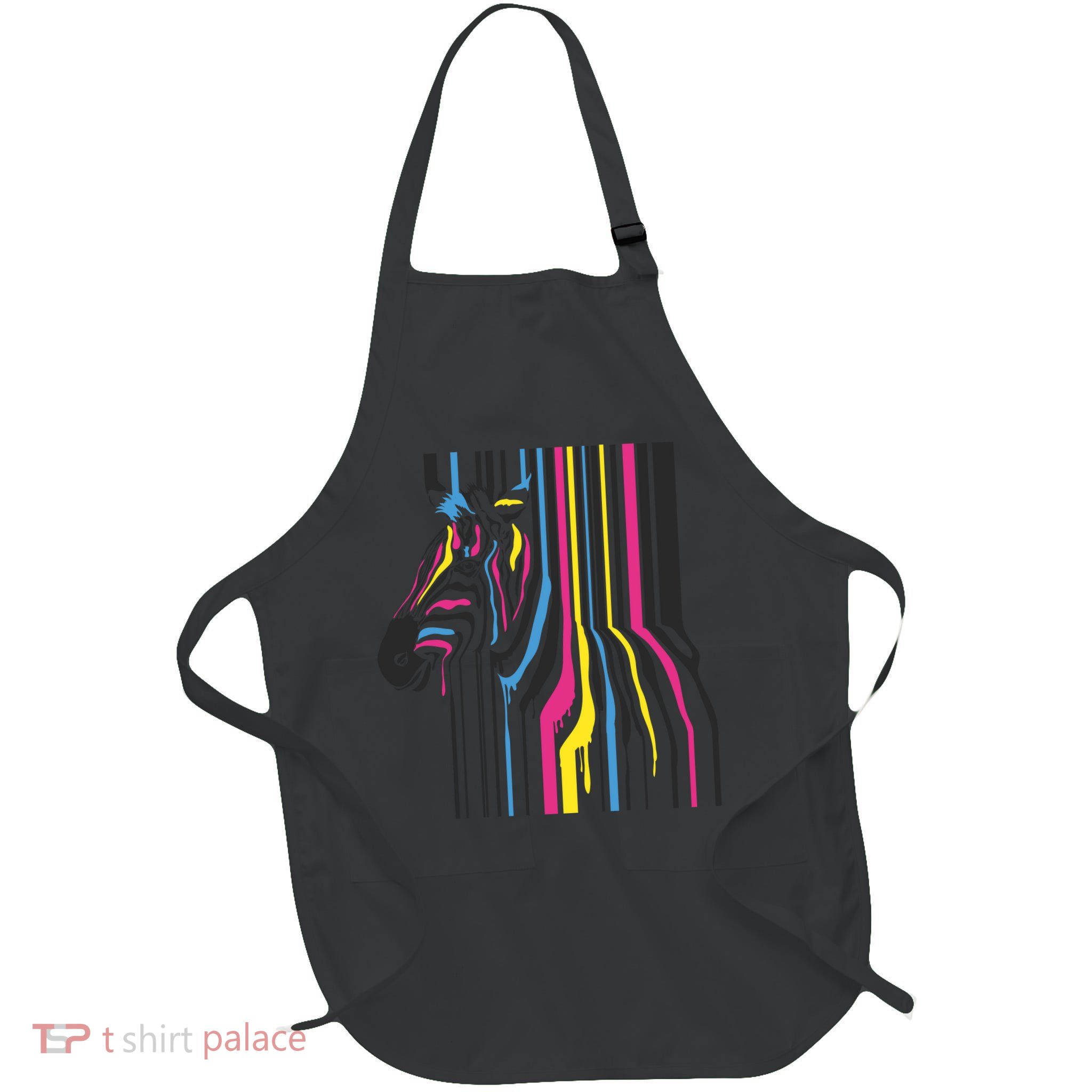 Modern Abstract Zebra Full-Length Apron With Pockets