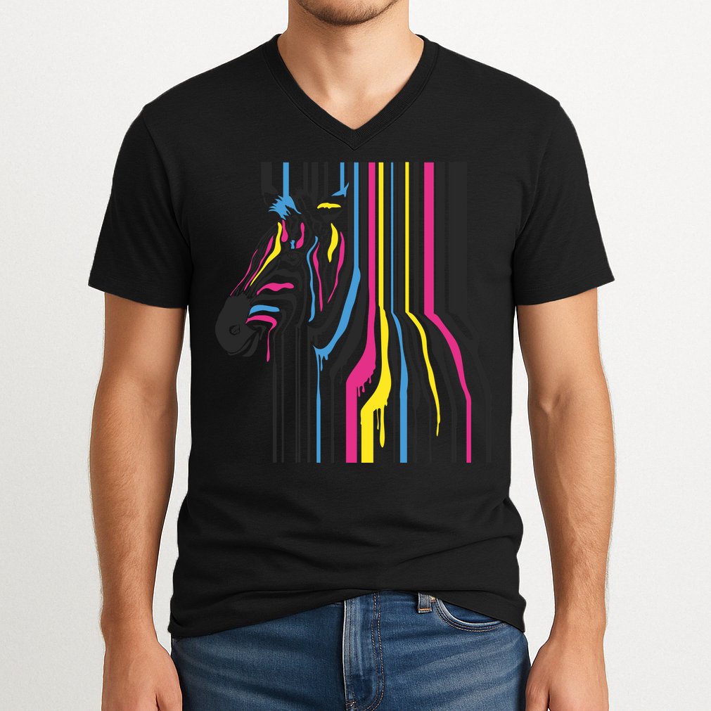 Modern Abstract Zebra V-Neck T-Shirt