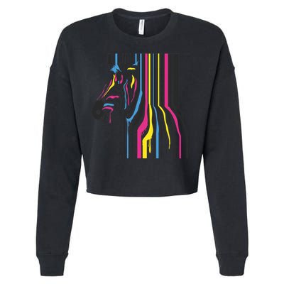 Modern Abstract Zebra Cropped Pullover Crew