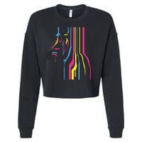 Modern Abstract Zebra Cropped Pullover Crew