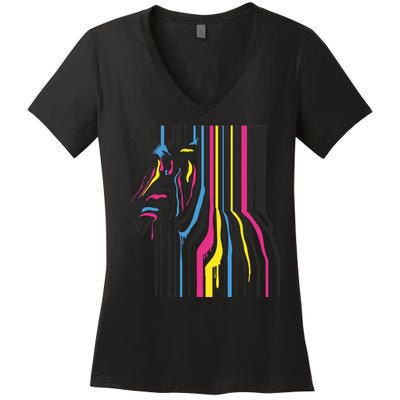 Modern Abstract Zebra Women's V-Neck T-Shirt