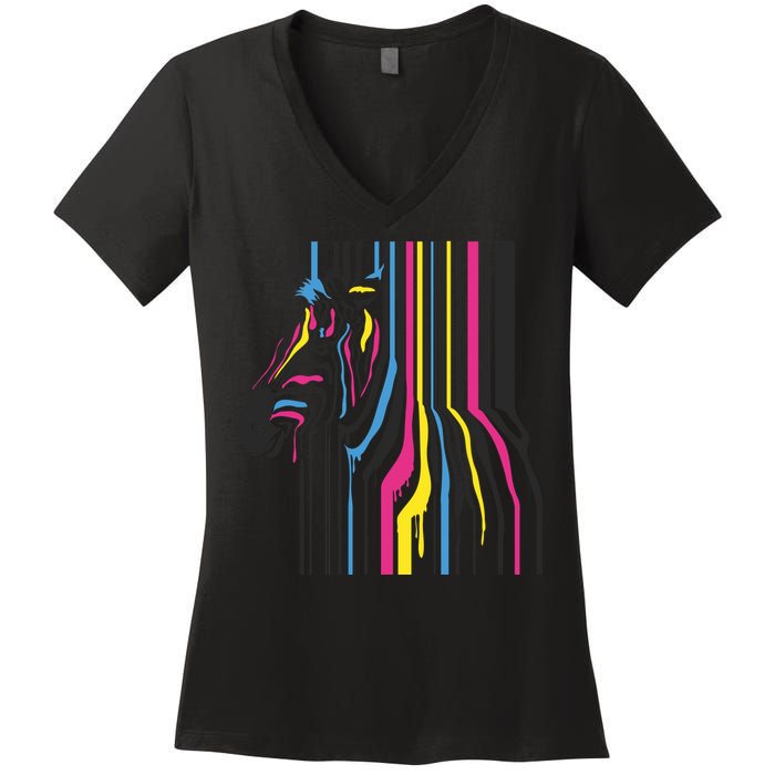 Modern Abstract Zebra Women's V-Neck T-Shirt