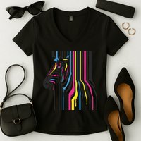 Modern Abstract Zebra Women's V-Neck T-Shirt