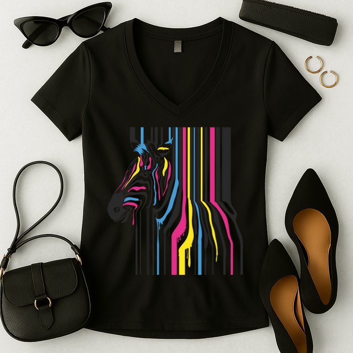 Modern Abstract Zebra Women's V-Neck T-Shirt