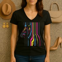 Modern Abstract Zebra Women's V-Neck T-Shirt