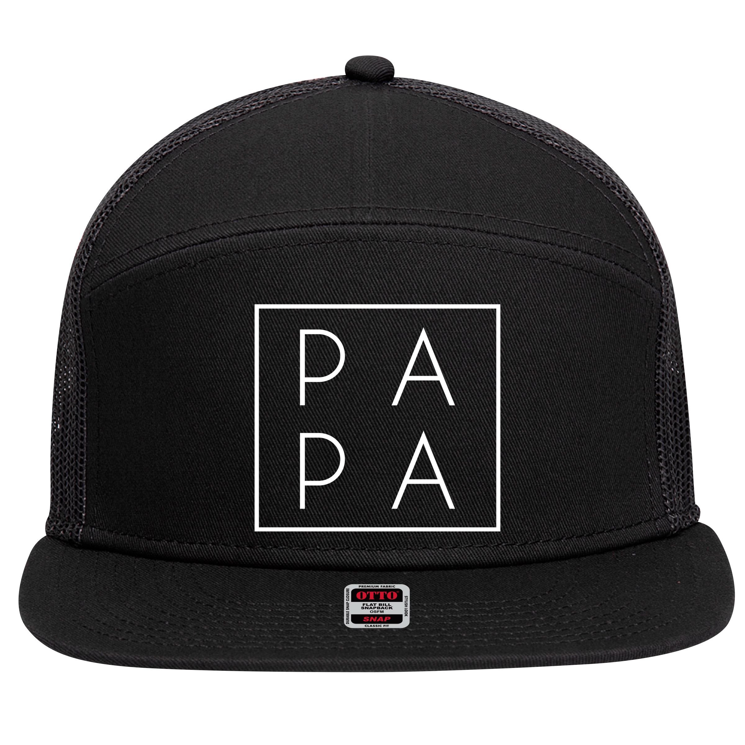 Modern PA PA Papa Father logo 7 Panel Mesh Trucker Snapback Hat