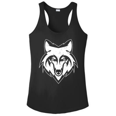 Modern Wolf Face Symbol Ladies PosiCharge Competitor Racerback Tank