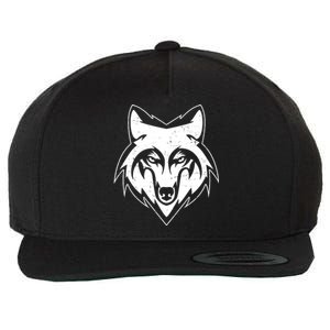 Modern Wolf Face Symbol Wool Snapback Cap