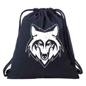 Modern Wolf Face Symbol Drawstring Bag