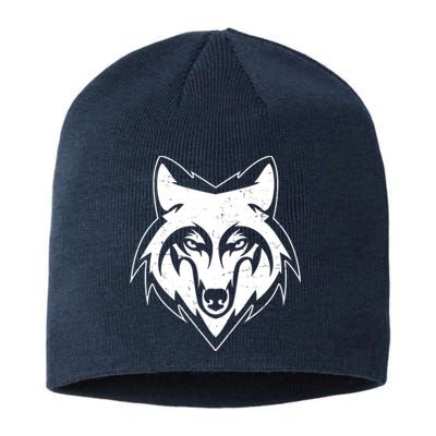 Modern Wolf Face Symbol Sustainable Beanie