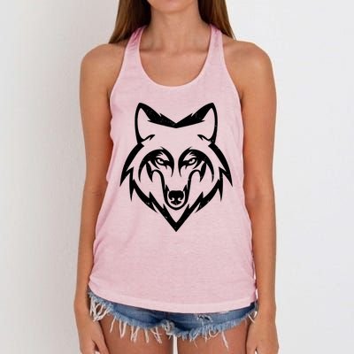 Modern Wolf Face Symbol Women's Knotted Racerback Tank