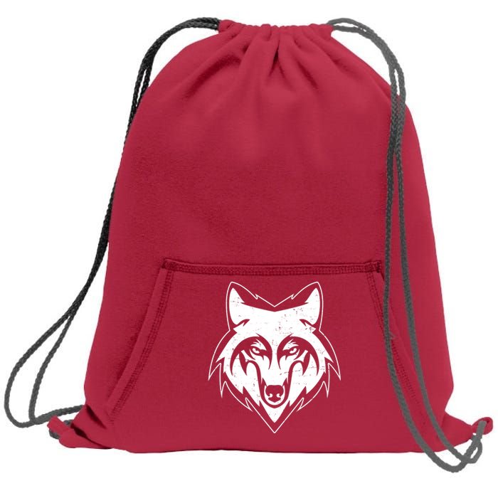 Modern Wolf Face Symbol Sweatshirt Cinch Pack Bag