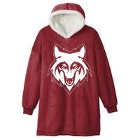 Modern Wolf Face Symbol Hooded Wearable Blanket