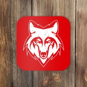 Modern Wolf Face Symbol Coaster