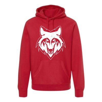 Modern Wolf Face Symbol Premium Hoodie