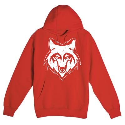 Modern Wolf Face Symbol Premium Pullover Hoodie