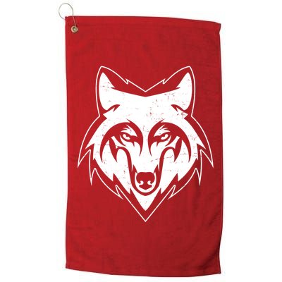 Modern Wolf Face Symbol Golf Towel