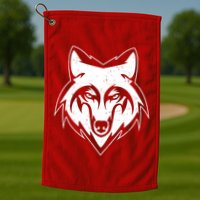 Modern Wolf Face Symbol Golf Towel