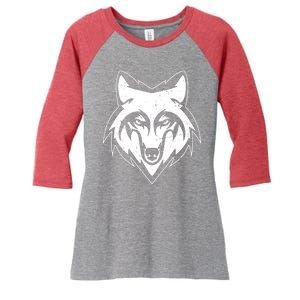 Modern Wolf Face Symbol Women's Tri-Blend 3/4-Sleeve Raglan Shirt