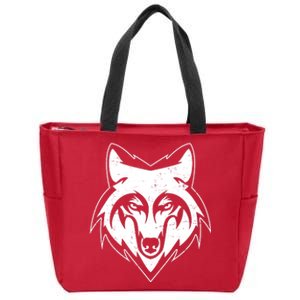 Modern Wolf Face Symbol Zip Tote Bag