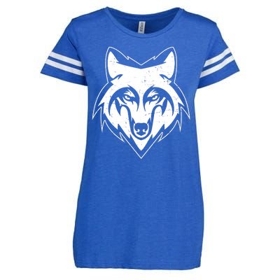 Modern Wolf Face Symbol Enza Ladies Jersey Football T-Shirt